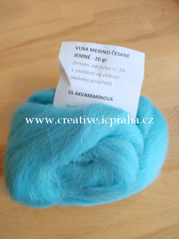 ovčí rouno Merino na plstění 20g - tyrkysová